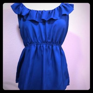 Forever 21 Blue Ruffle Blouse